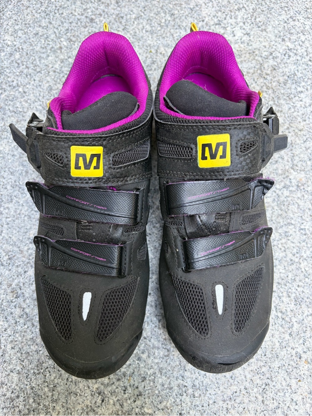 Mavi Women’s Black and Purple Cycling Shoes with Yellow Logo